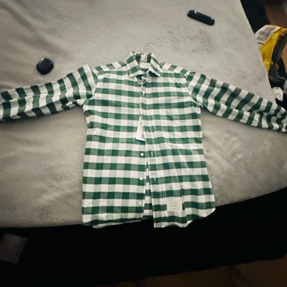 Green and White Thom Browne Button Shirt Mint Condition All buttons No Stains...
